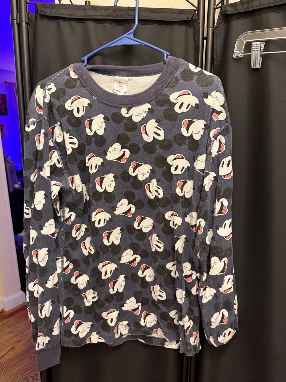 Gray Mickey Print Long-Sleeve Sweater
